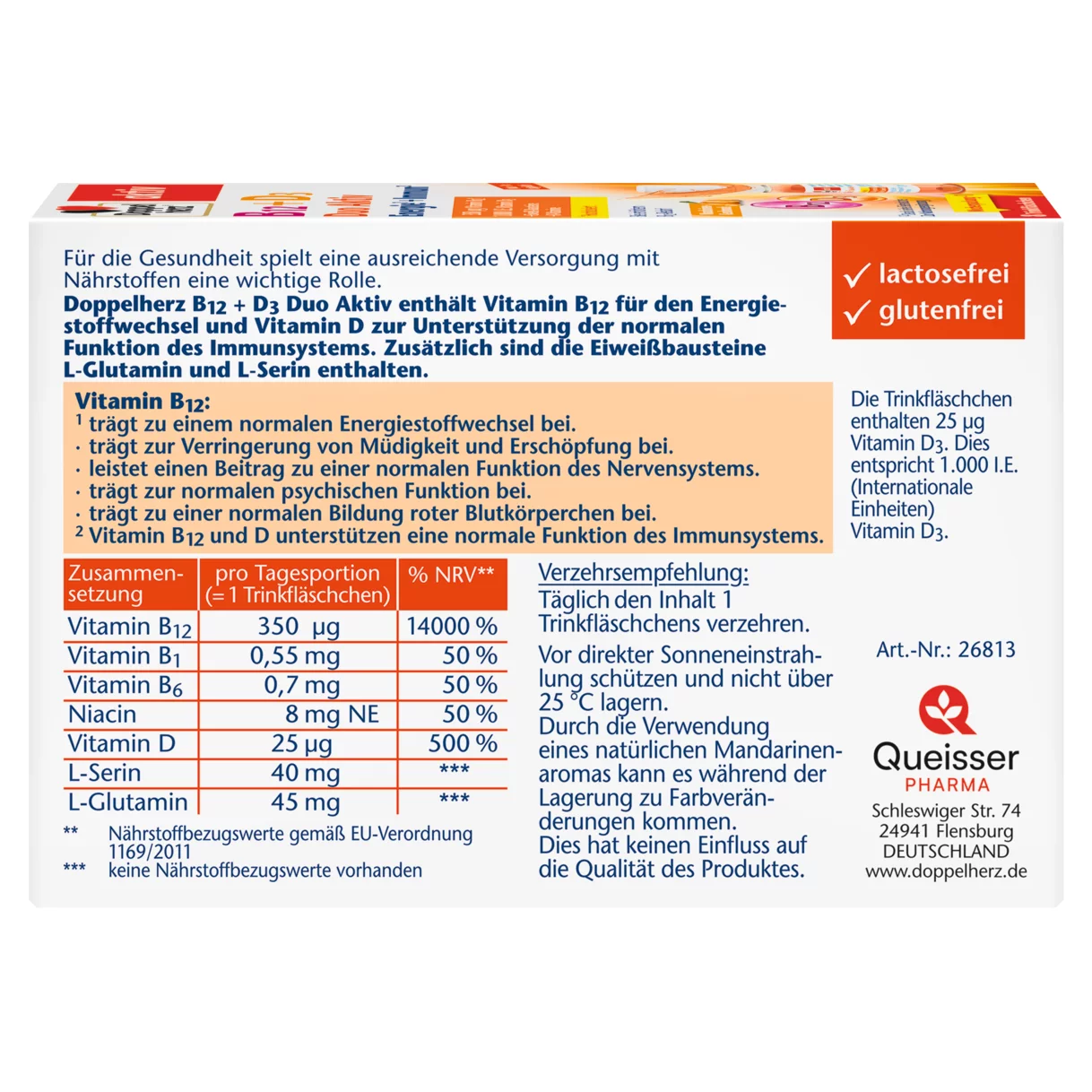 Abbildung der Produktverpackung Doppelherz aktiv B12 + D3 Duo Aktiv Rückansicht